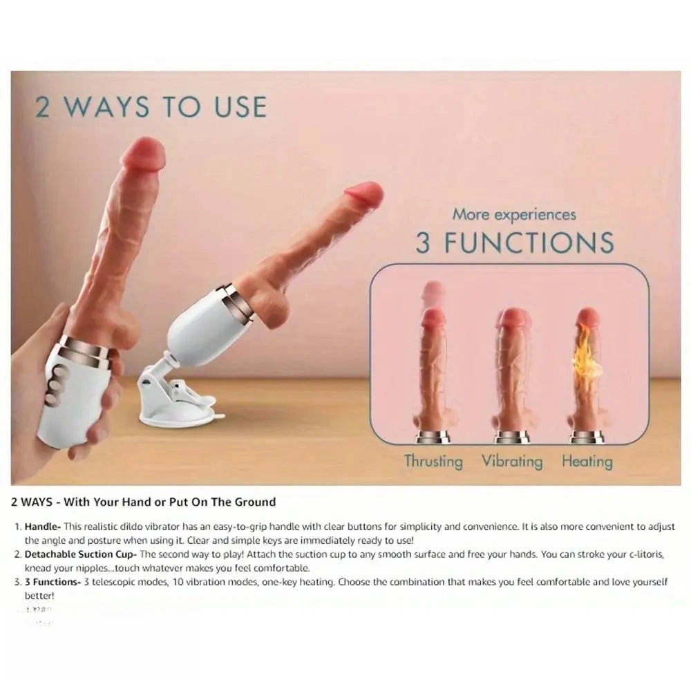 Flesh-tone realistic silicone dildo with handle, photo 8