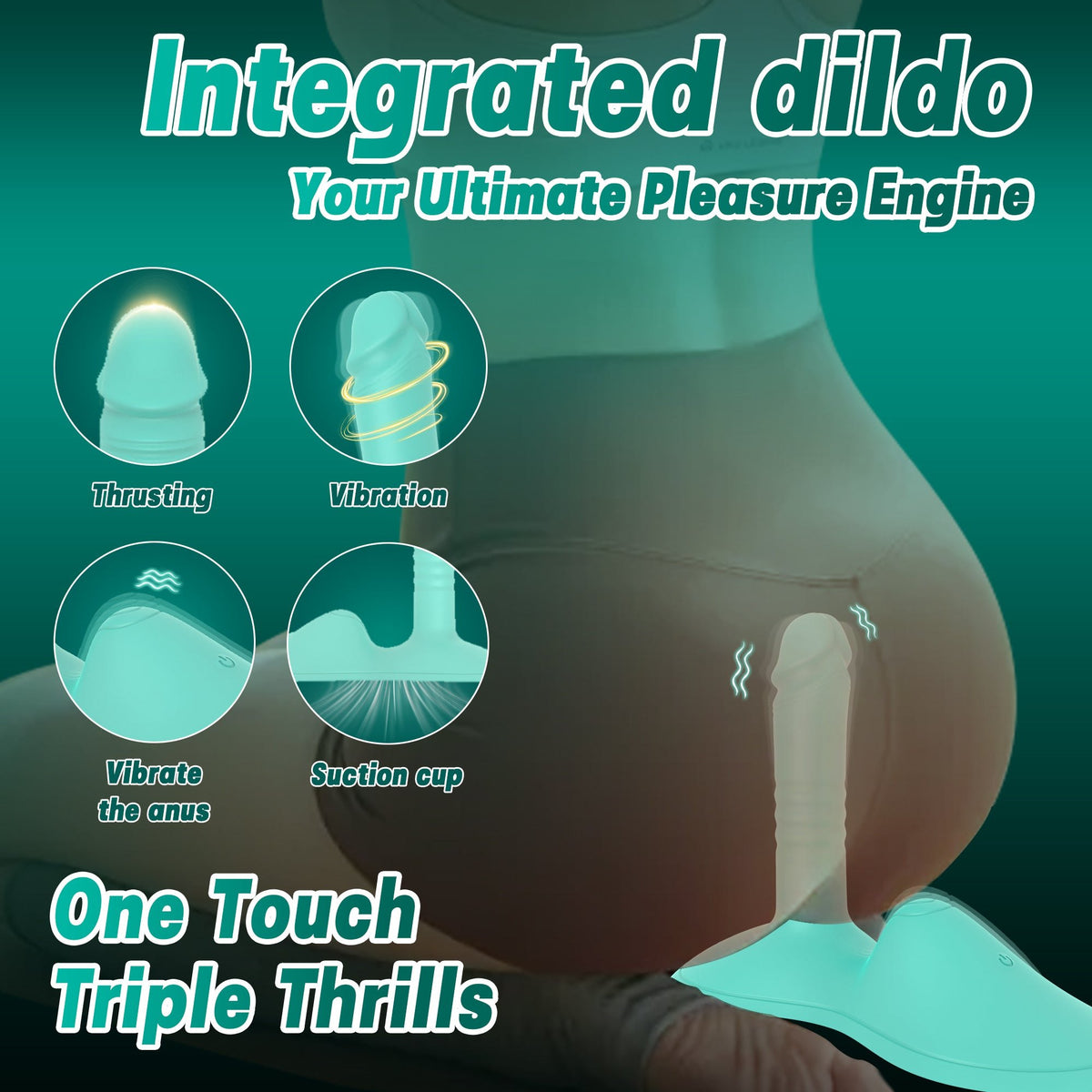 Cyan blue riding cushion thrusting vibrator, photo 2