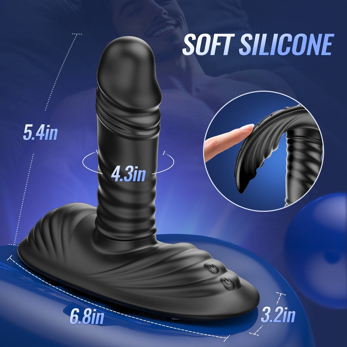 Curved silicone riding vibrator with wireless remote, photo 5