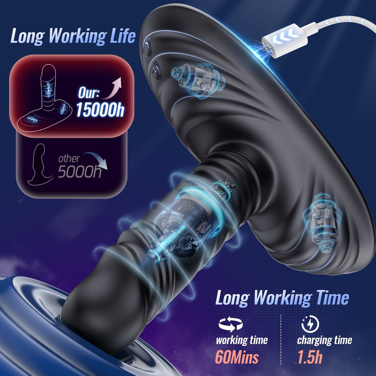 Curved silicone riding vibrator with wireless remote, photo 6