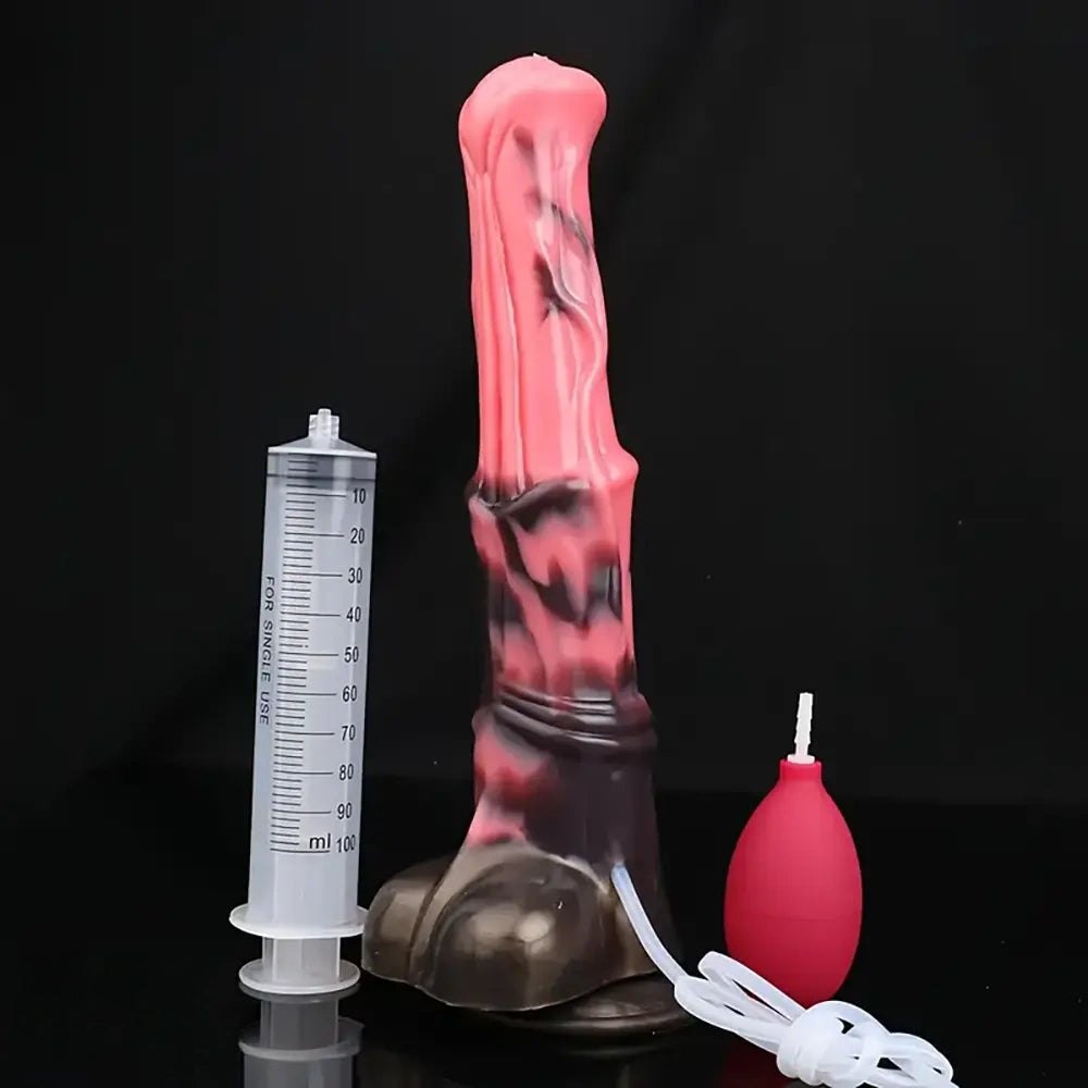 B horse style silicone dildo with harness base