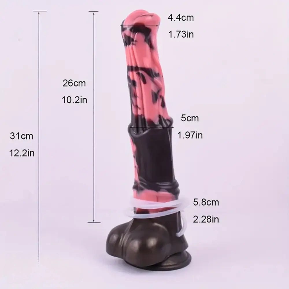 Horse style silicone dildo with harness base, photo 11