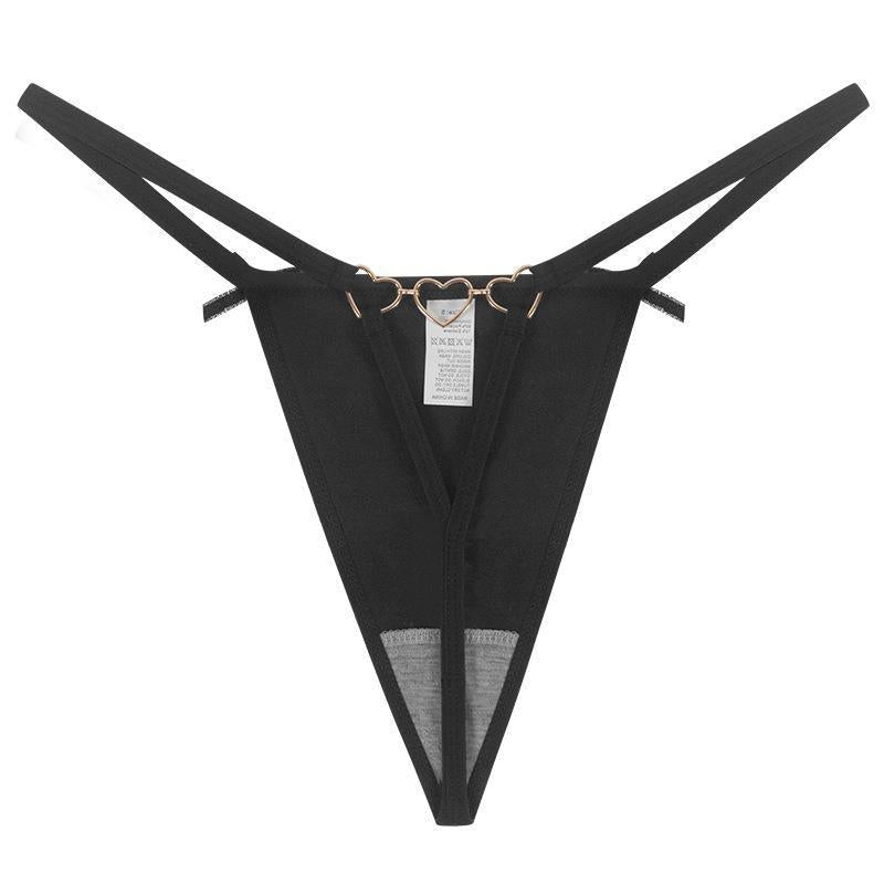 Black heart chain low waist seamless thong