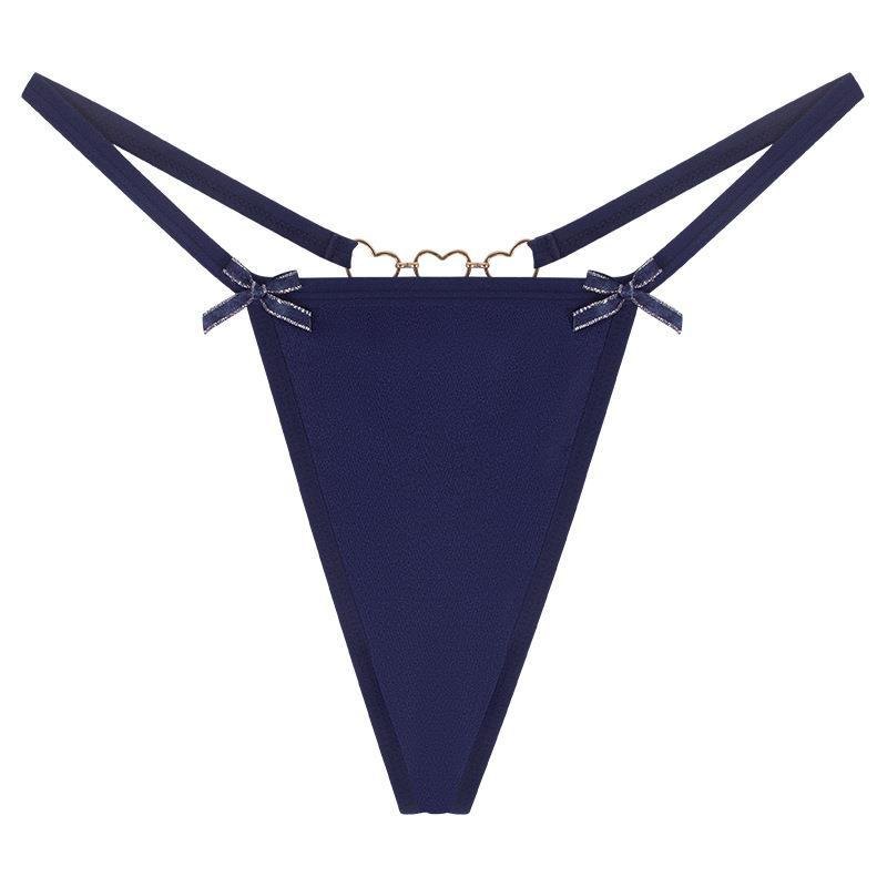 Dark-blue heart chain low waist seamless thong