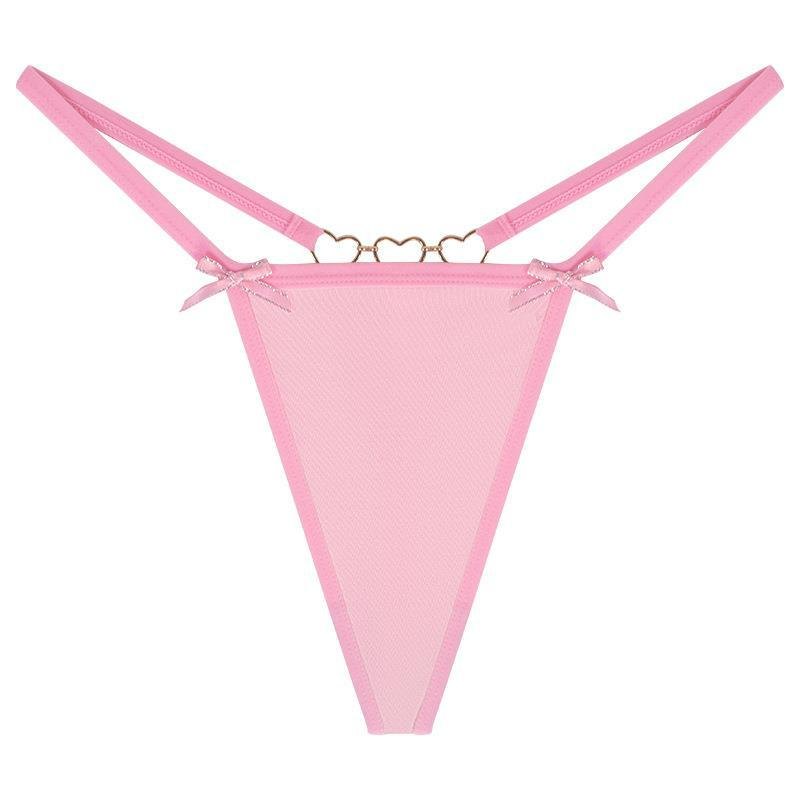 Pink heart chain low waist seamless thong