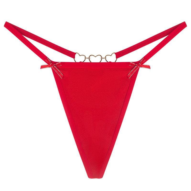 Red heart chain low waist seamless thong