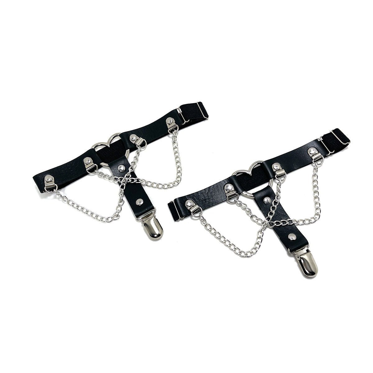Black heart chain leg ring garter accessory