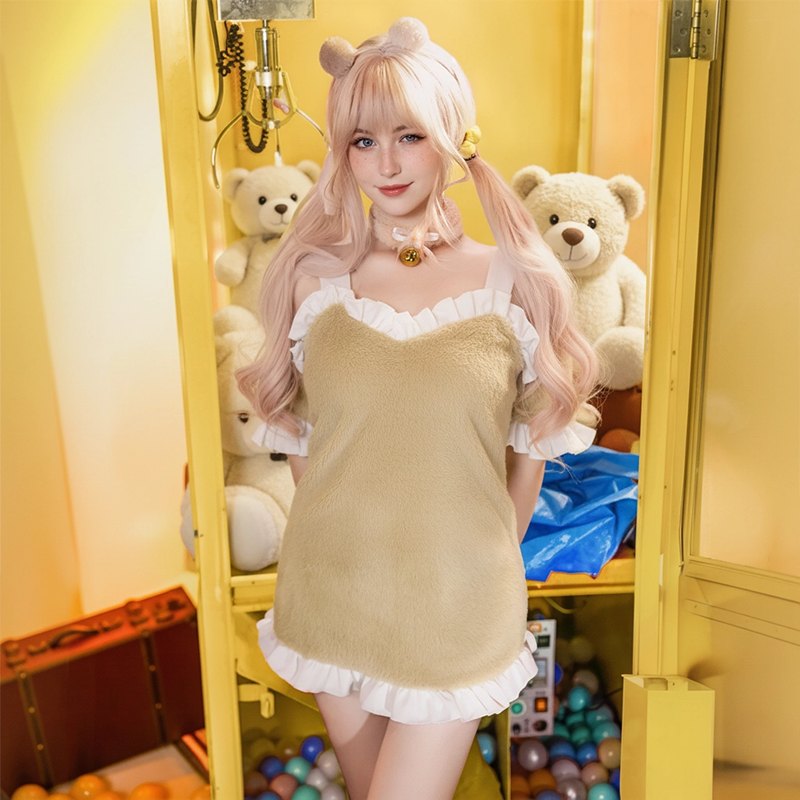 Heart cutout ruffled plush nightgown set, photo 2