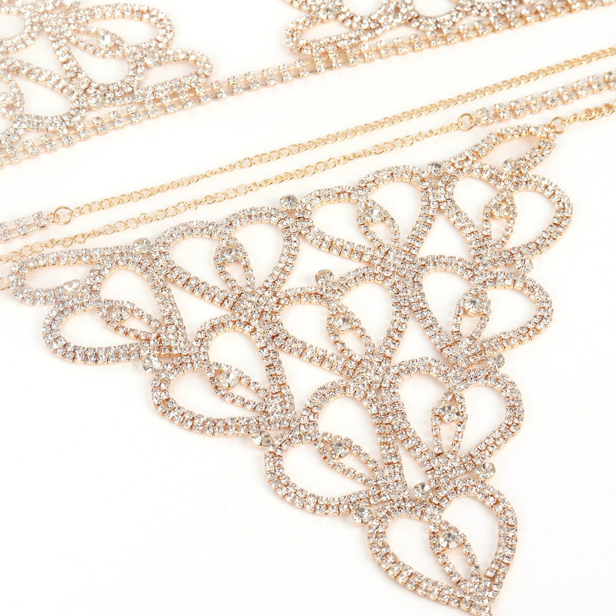Heart filigree rhinestone body chain set, photo 5