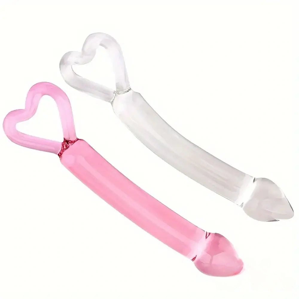 Glass dildo with heart-shaped handle, photo 1