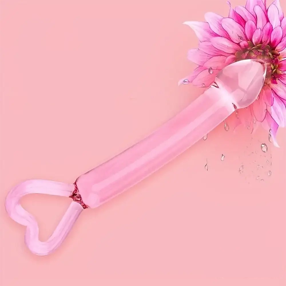 Glass dildo with heart-shaped handle, photo 4