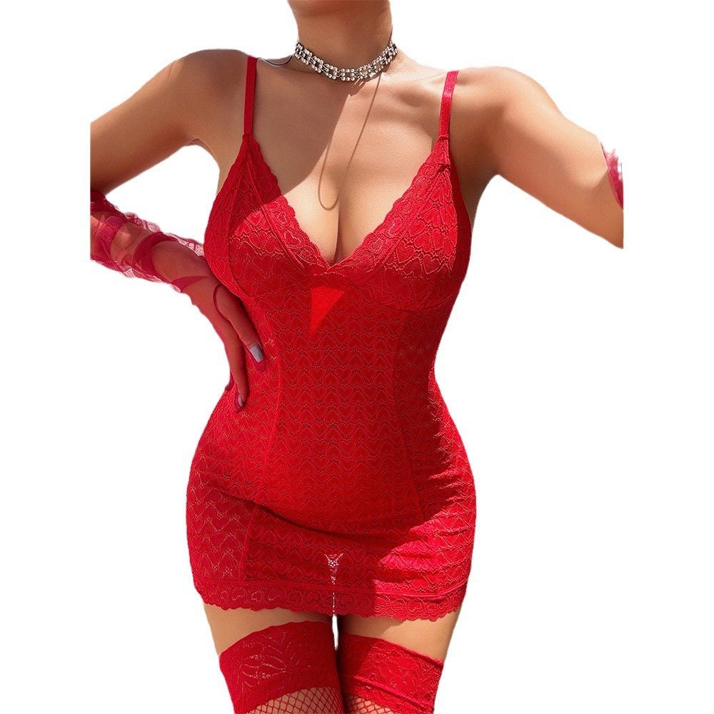 Heart lace mesh bodycon nightdress set, photo 5