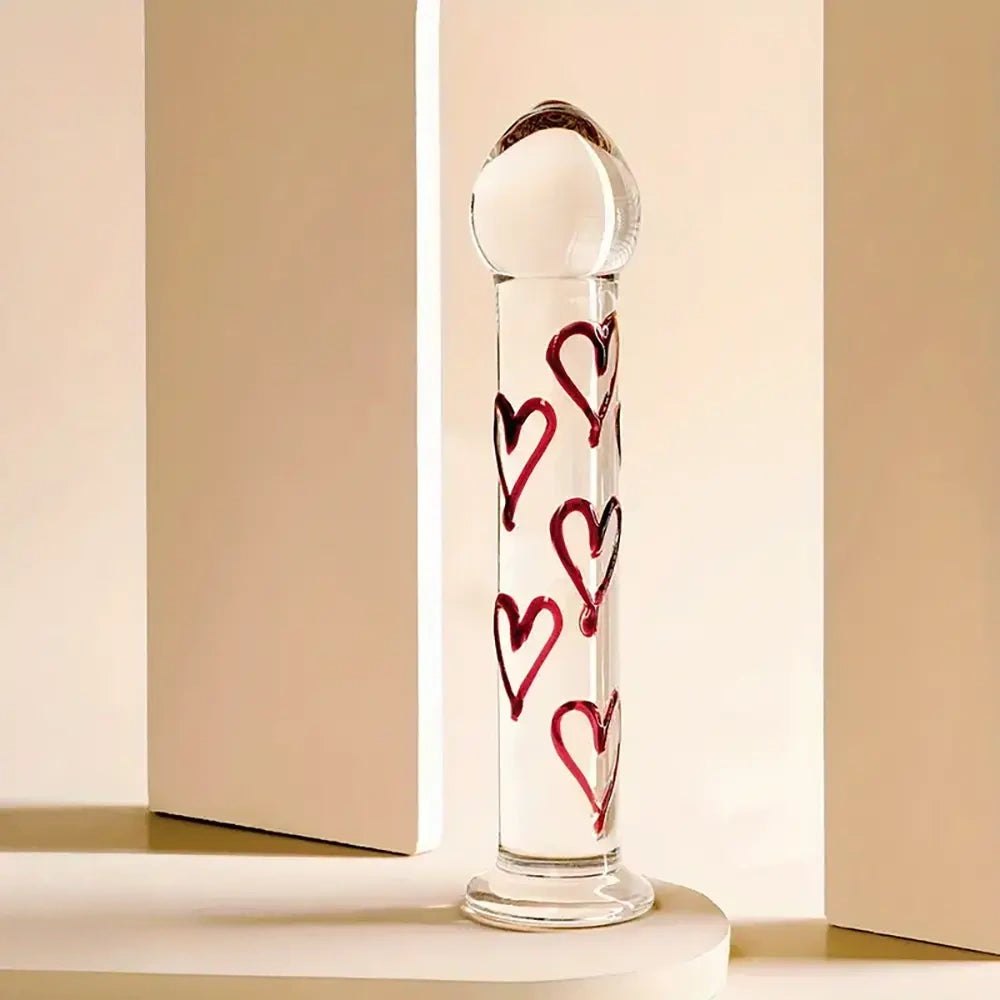 Heart pattern glass dildo, photo 1