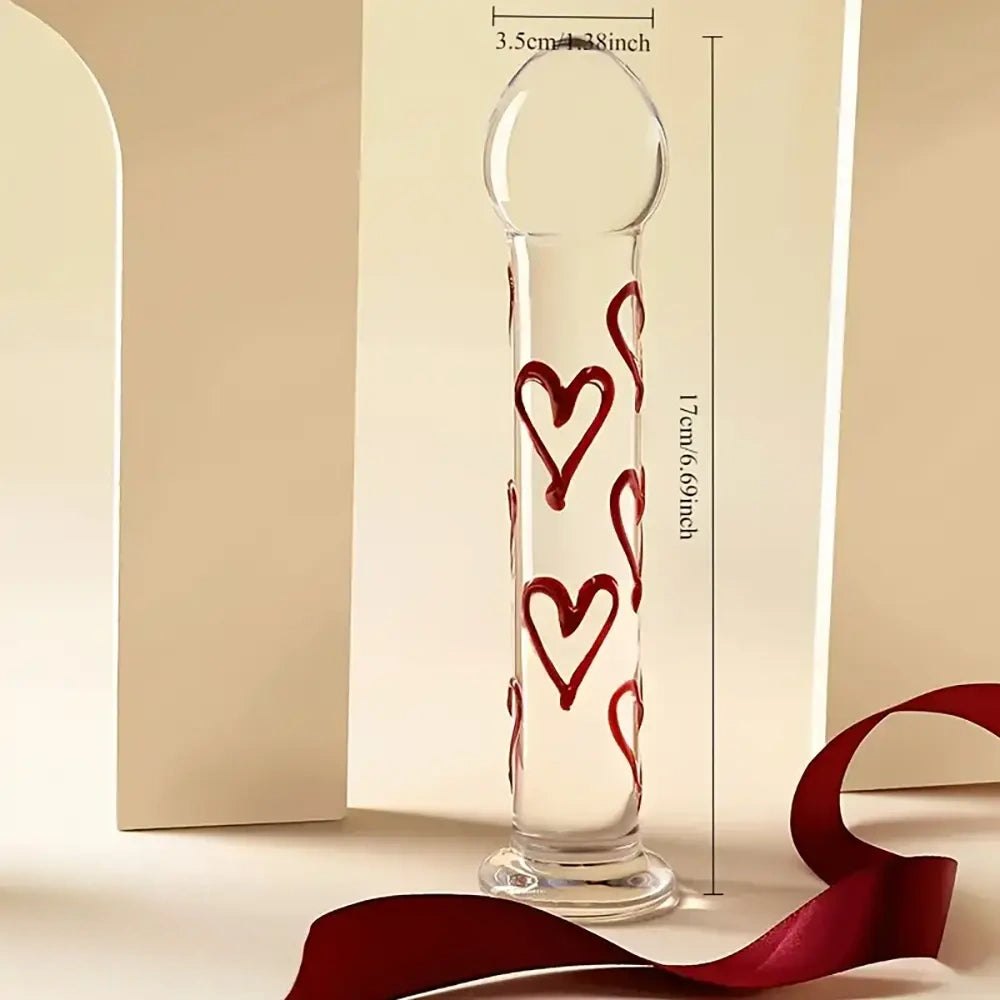 Heart pattern glass dildo, photo 3