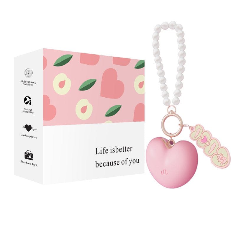 Pink heart pendant vibrator on pearl chain, photo 2