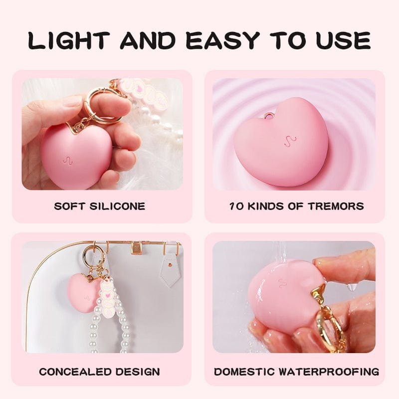 Pink heart pendant vibrator on pearl chain, photo 4