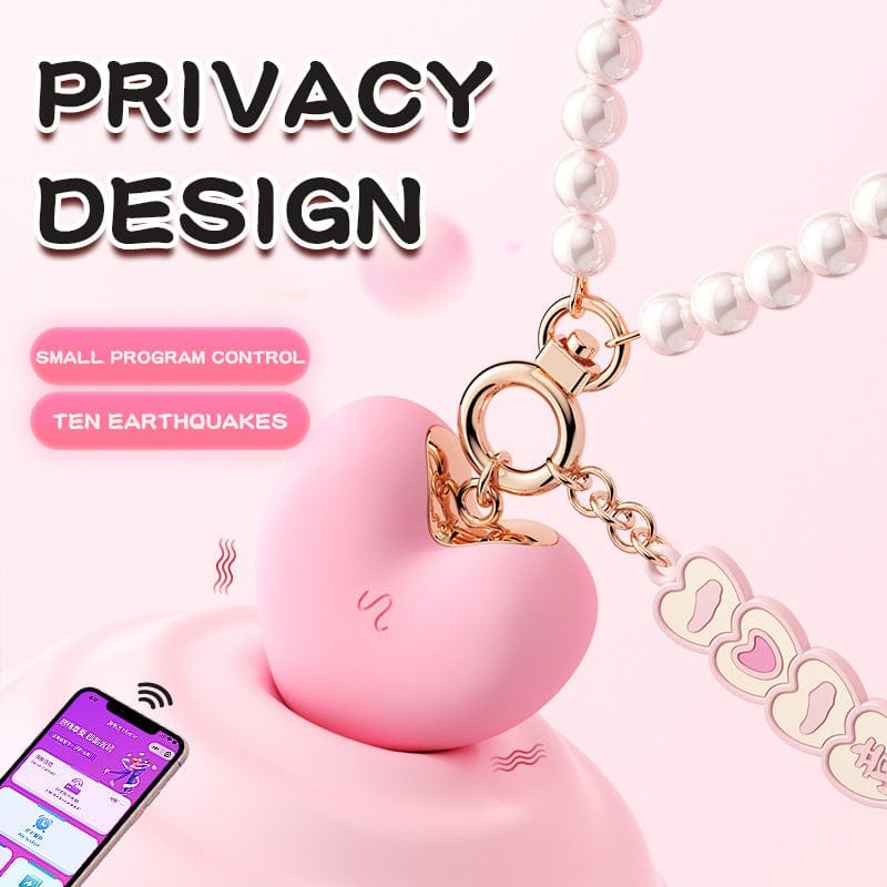 Pink heart pendant vibrator on pearl chain, photo 5