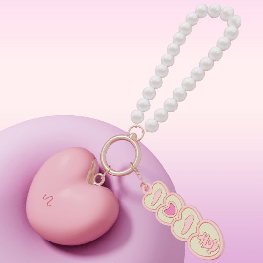 Pink heart pendant vibrator on pearl chain, photo 7