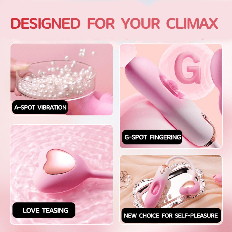 Pink heart-shaped tapping bullet vibrator, photo 2