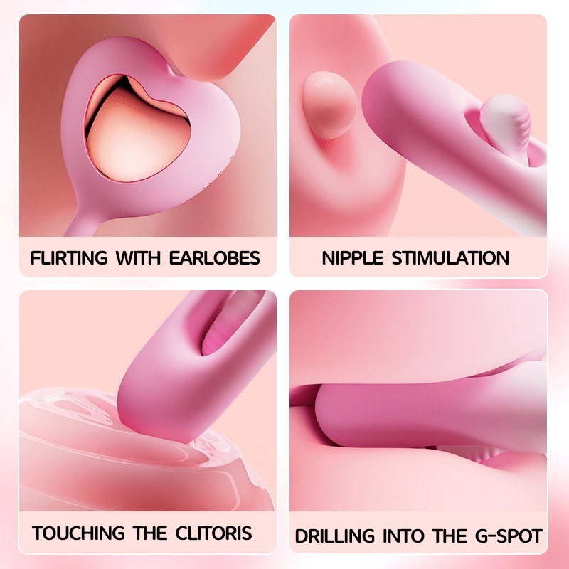 Pink heart-shaped tapping bullet vibrator, photo 3