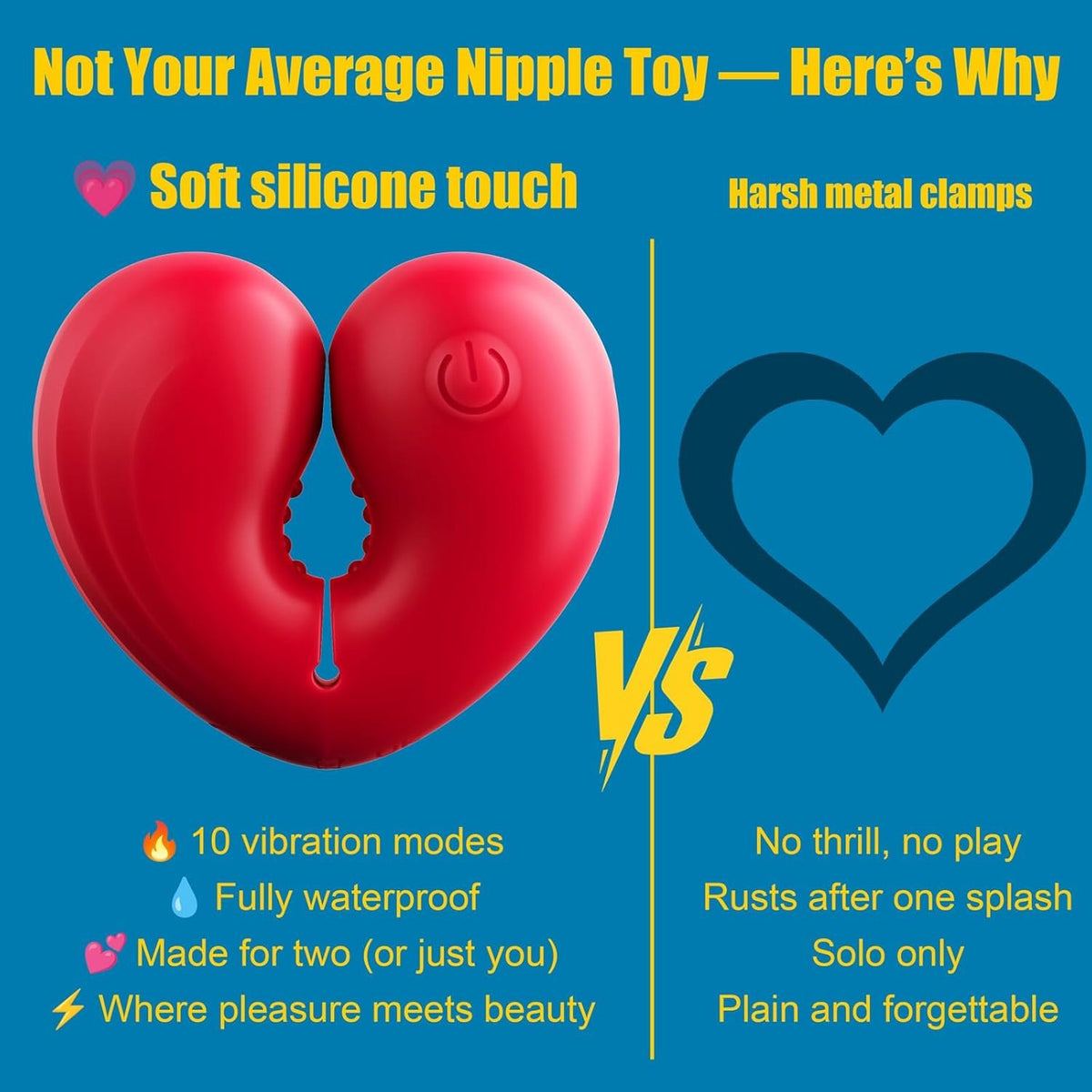 Red heart-shaped vibrating nipple clamps, photo 4
