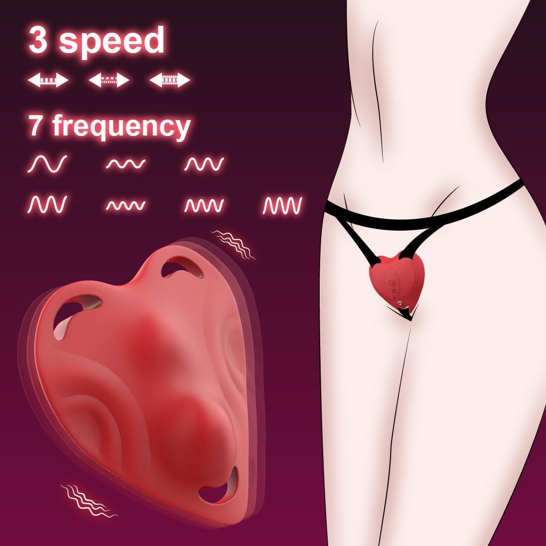 Red heart-shaped wearable vibrator, photo 2