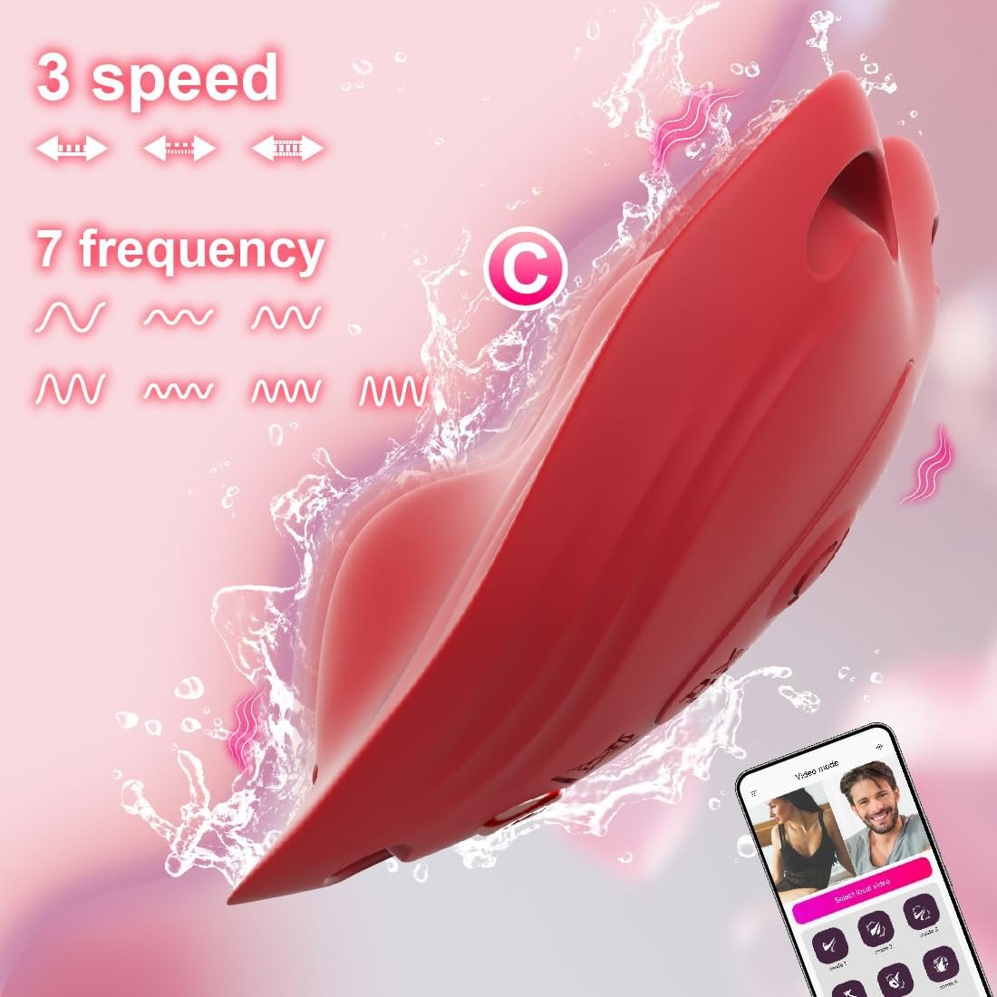 Red heart-shaped wearable vibrator, photo 3