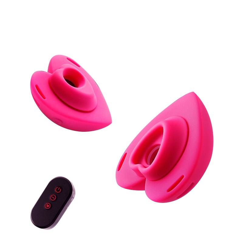 Pink heart-shaped wearable suction vibrator, photo 1