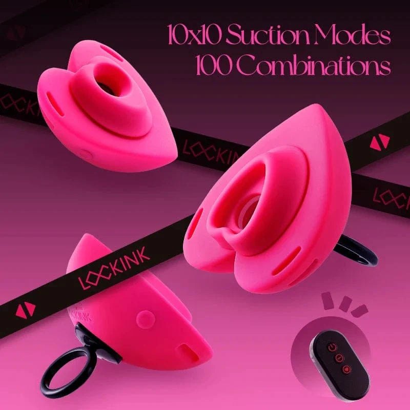 Pink heart-shaped wearable suction vibrator, photo 3