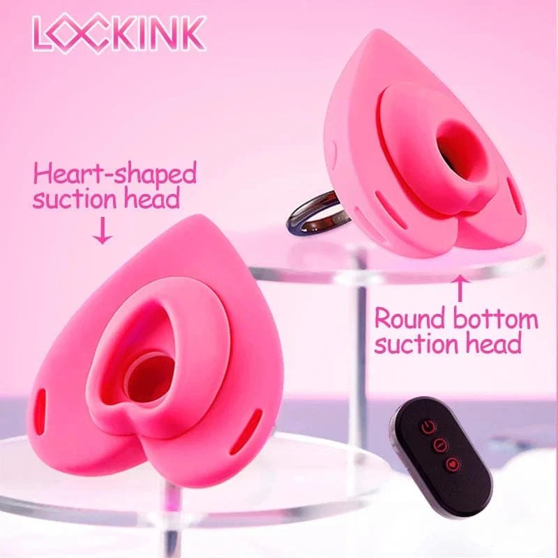 Pink heart-shaped wearable suction vibrator, photo 4