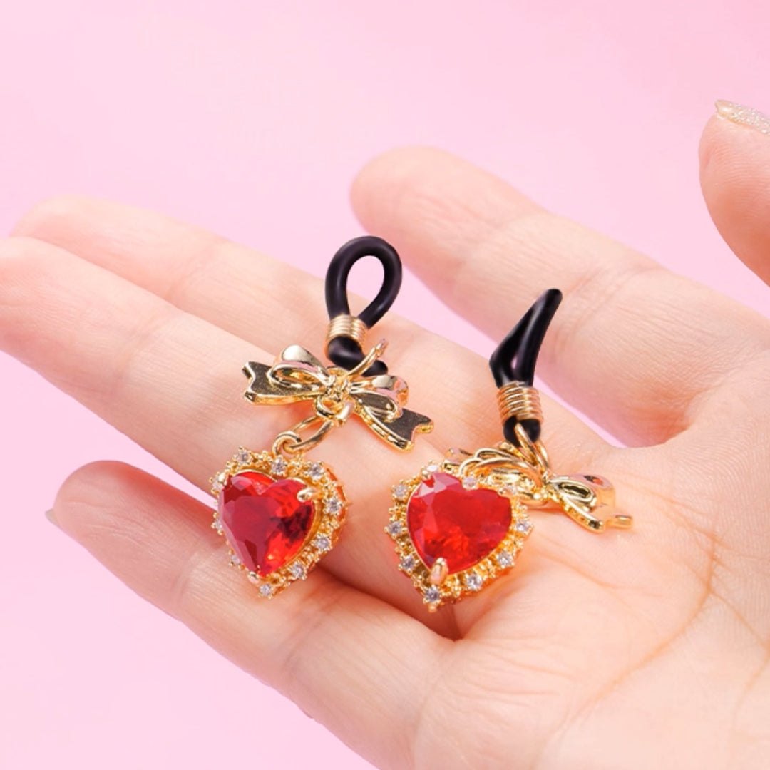 Alloy heart and star nipple clamps with bell charms, photo 1