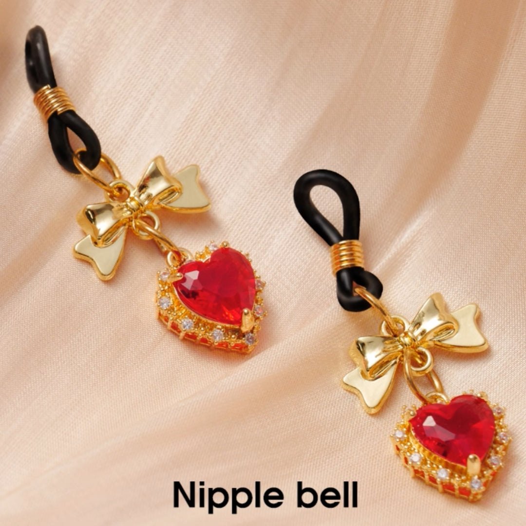 Alloy heart and star nipple clamps with bell charms, photo 3