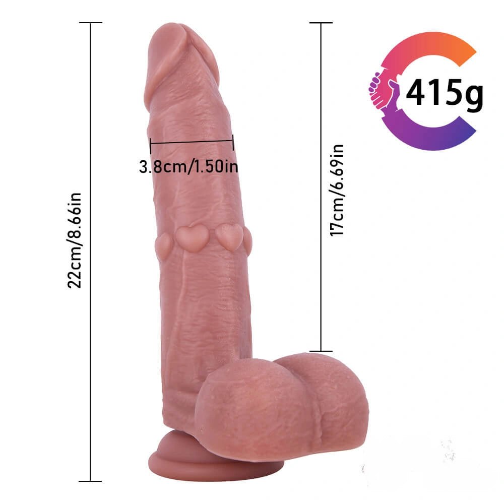 Flesh tone heart texture suction cup dildo, photo 10