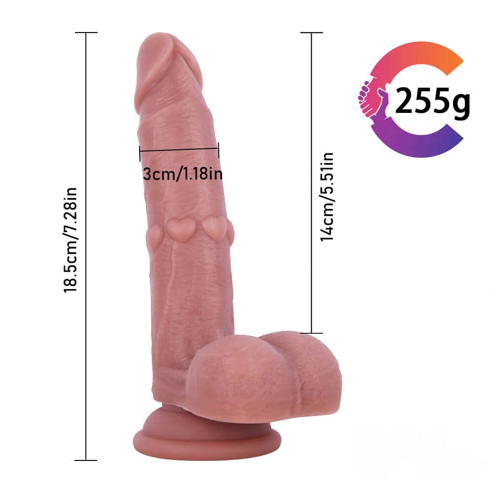 Flesh tone heart texture suction cup dildo, photo 11