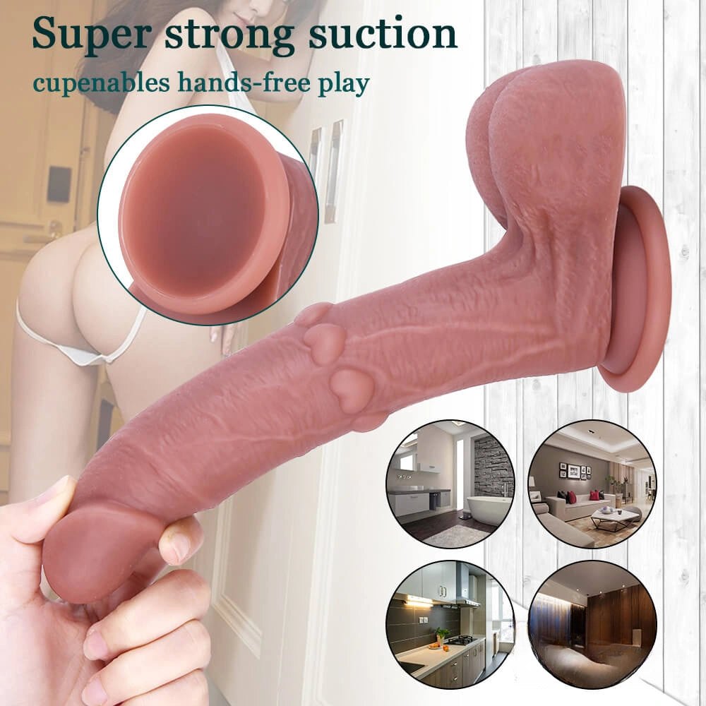Flesh tone heart texture suction cup dildo, photo 4