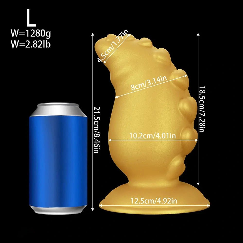 Gold ridged silicone butt plug, photo 10