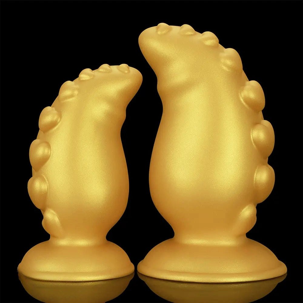 Gold ridged silicone butt plug, photo 11