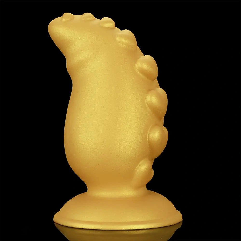 Gold ridged silicone butt plug, photo 13