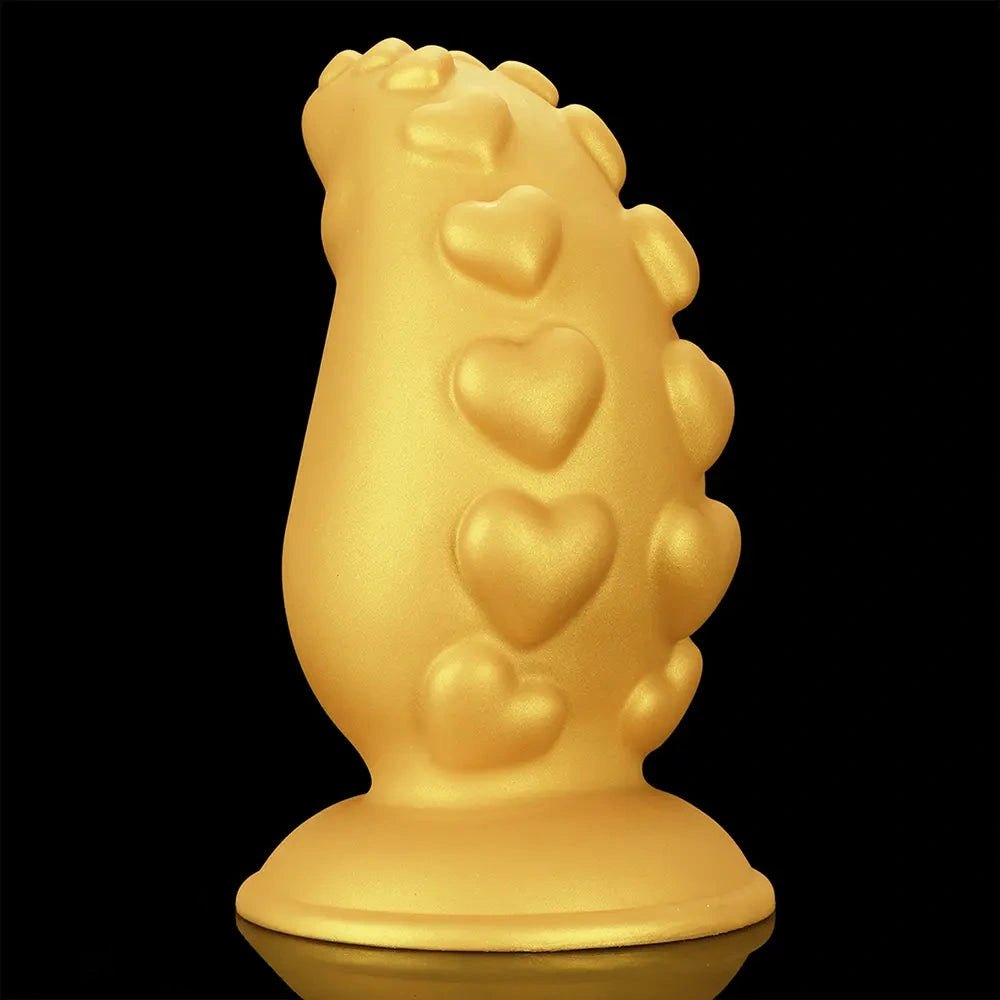 Gold ridged silicone butt plug, photo 14