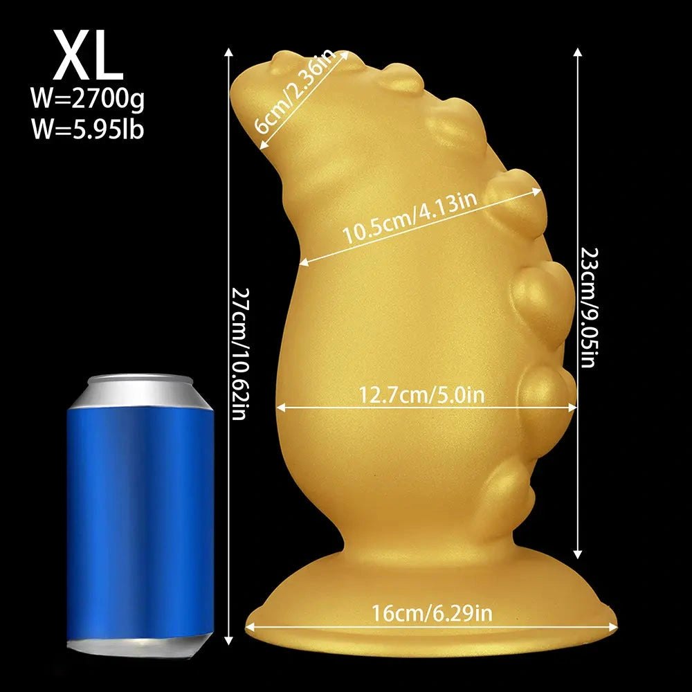Gold ridged silicone butt plug, photo 18