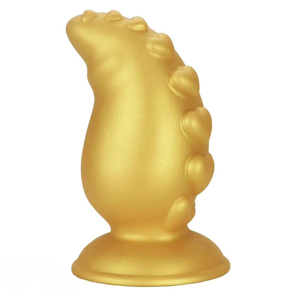 Gold ridged silicone butt plug, photo 2