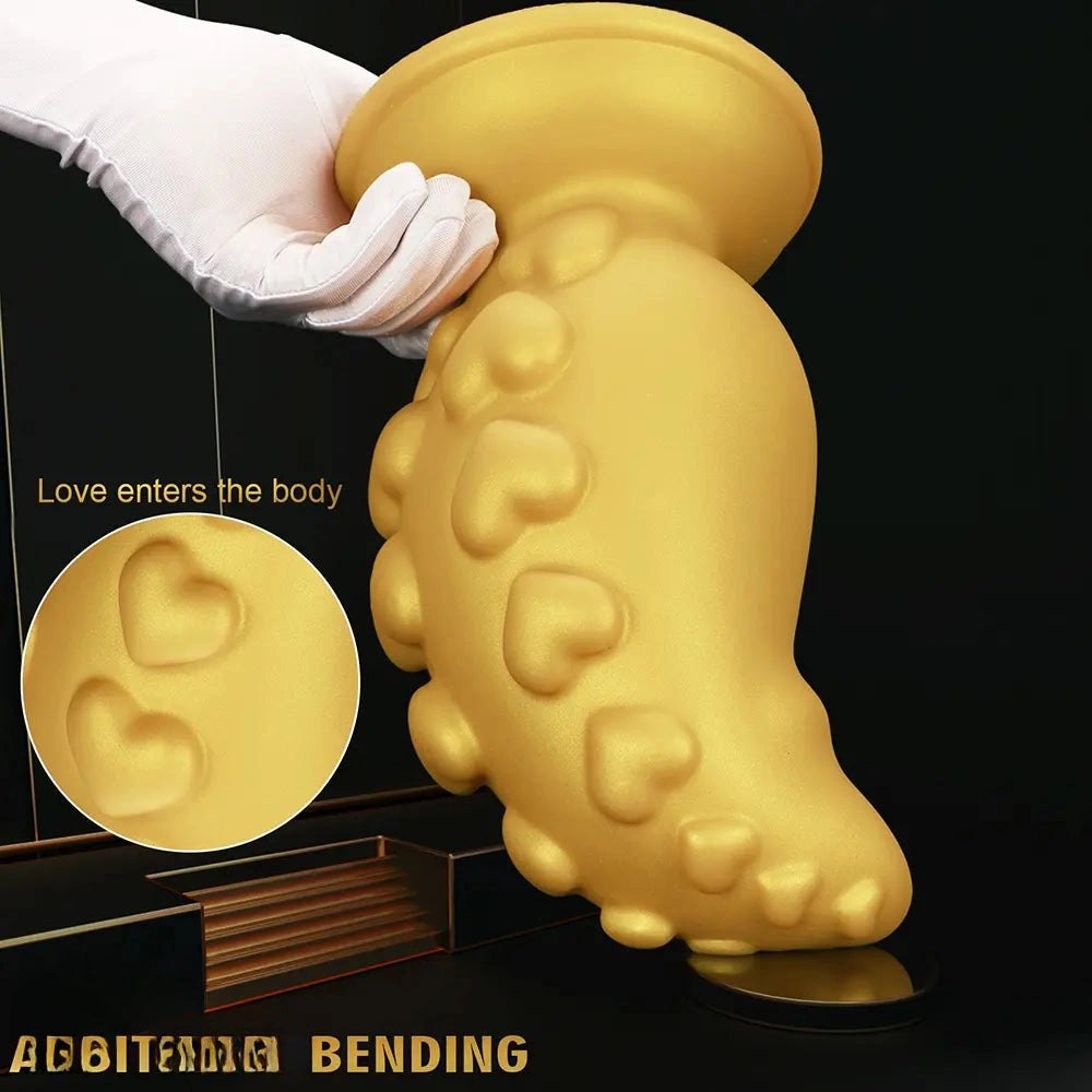 Gold ridged silicone butt plug, photo 5