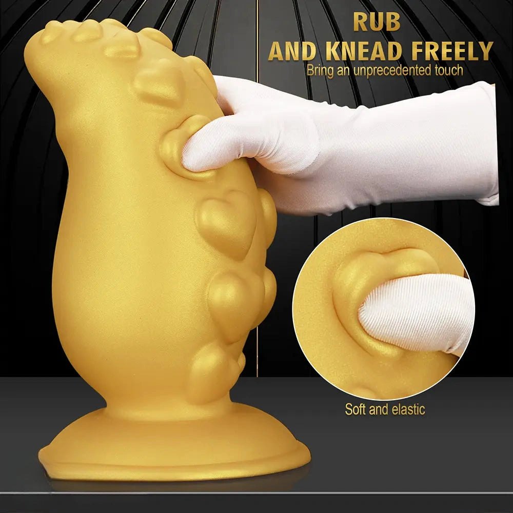 Gold ridged silicone butt plug, photo 6