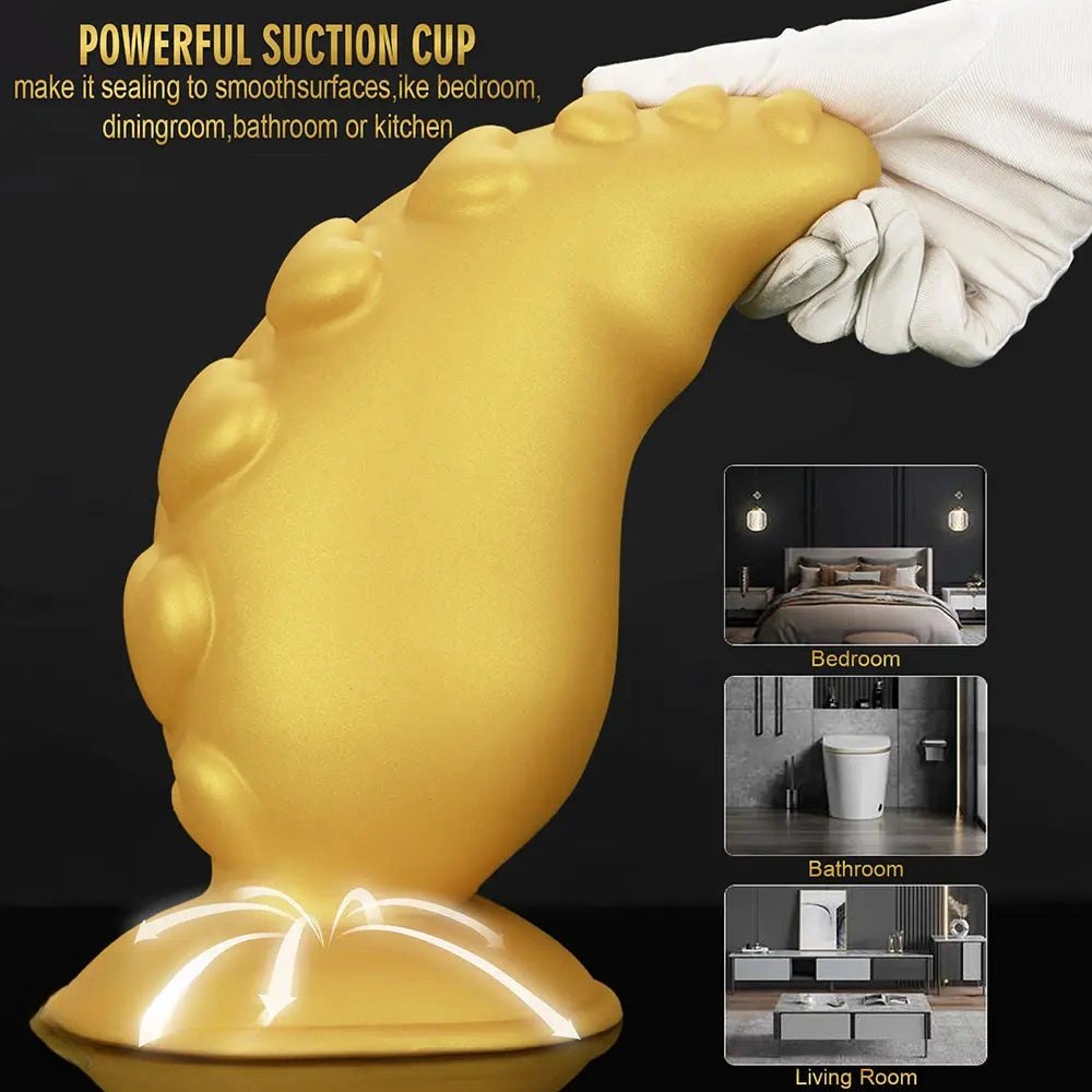 Gold ridged silicone butt plug, photo 8