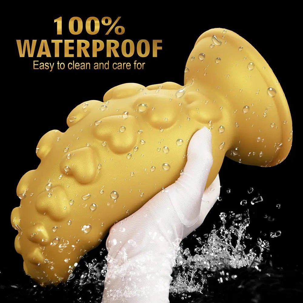 Gold ridged silicone butt plug, photo 9