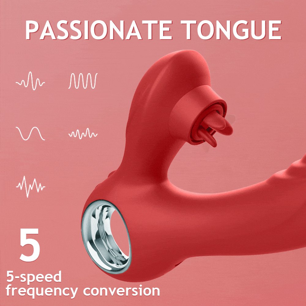 Red heated rabbit tongue vibrator, photo 3