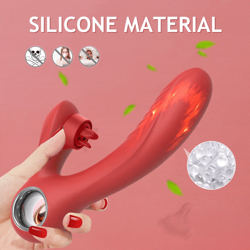 Red heated rabbit tongue vibrator, photo 5