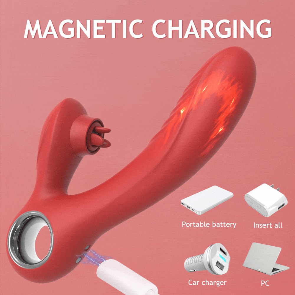 Red heated rabbit tongue vibrator, photo 8