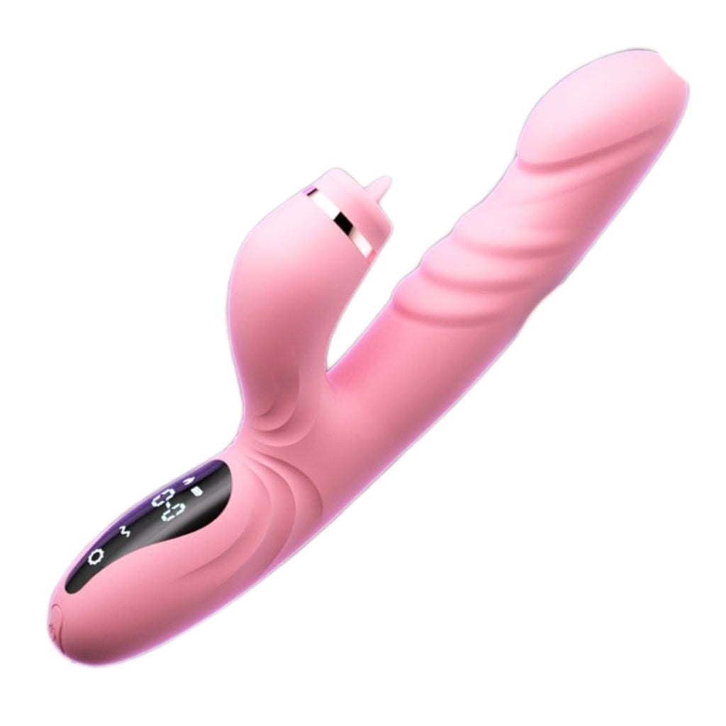 Pink rabbit vibrator with licking arm, photo 1