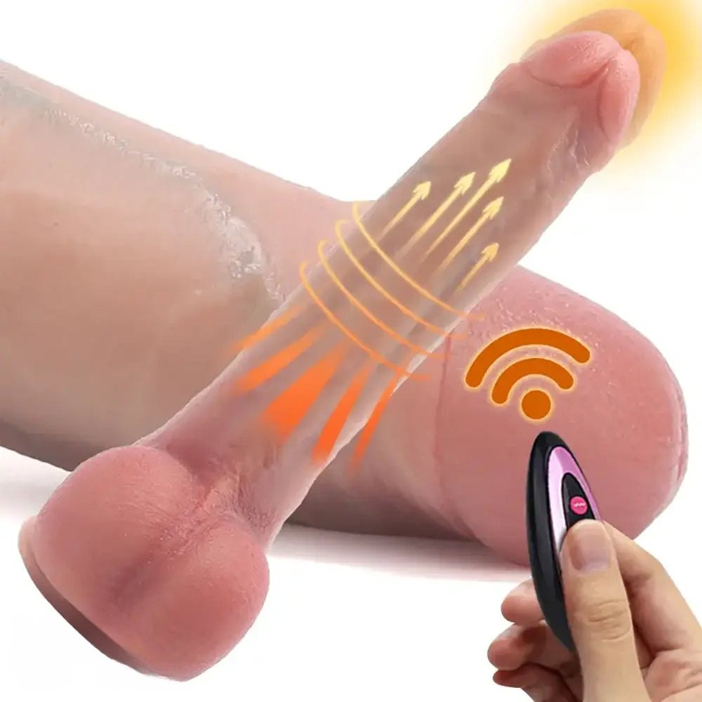 Flesh tone silicone heated remote control dildo, photo 1